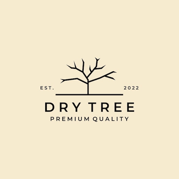 Plantilla de diseño de vector de arte de línea de logotipo de árbol seco