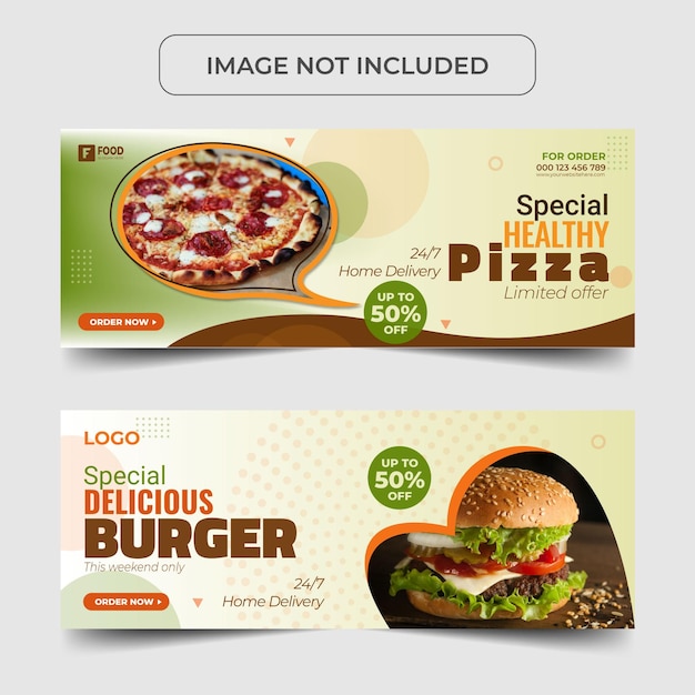 Plantilla de diseño de vector de banner web de redes sociales de comida rápida de restaurante