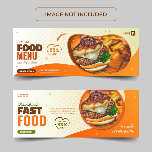Plantilla de diseño de vector de banner web de redes sociales de comida rápida de restaurante
