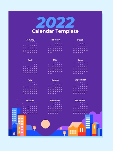 Plantilla de diseño de vector de calendario 2022