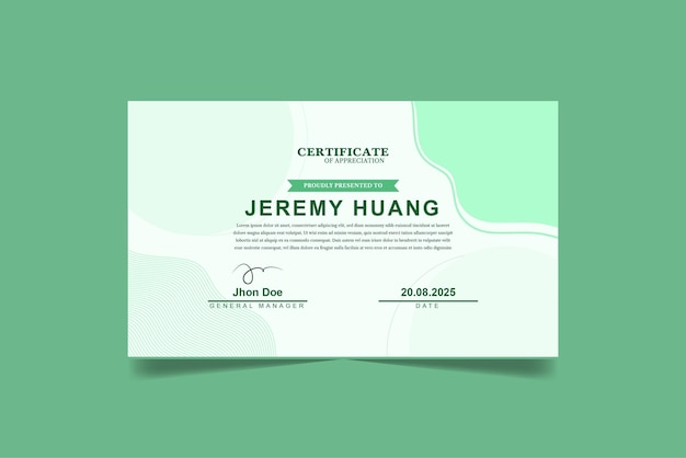 Plantilla de diseño de vector de certificado minimalista de estilo boho
