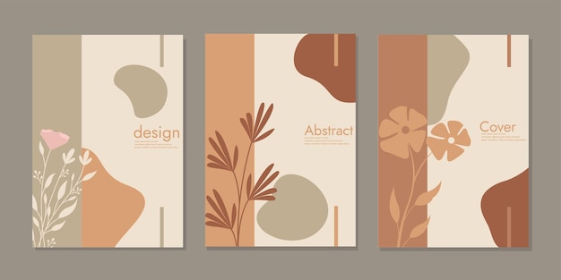 Plantilla de diseño de vector de cubierta abstracta con decoración floral dibujada a mano Fondo de naturaleza