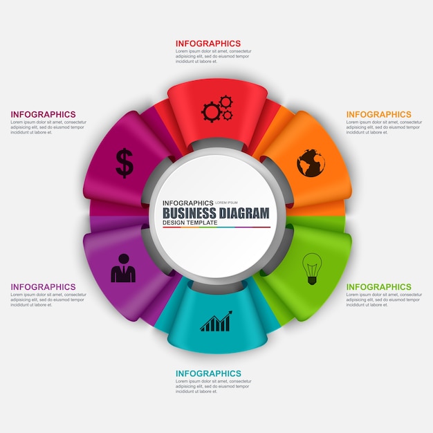 Plantilla de diseño de vector de diagrama circular de cinta de infografía