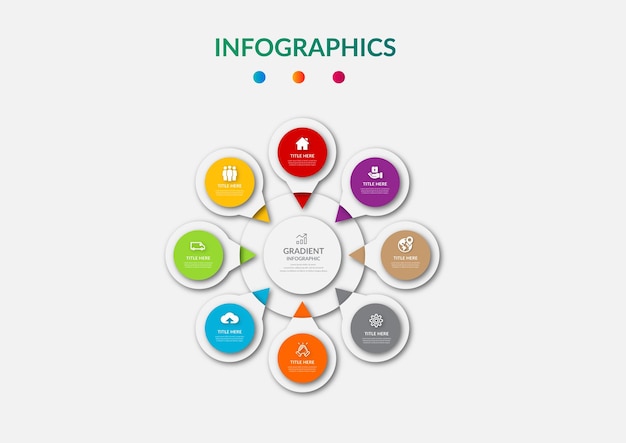 Plantilla de diseño de vector de elemento de infografía de halloween degradado de círculo