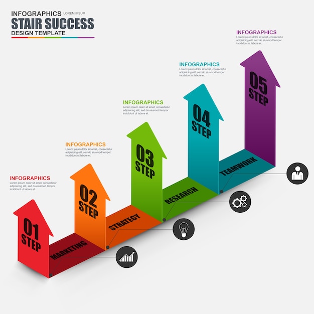 Plantilla de diseño de vector de flecha isométrica de negocio de infografía.