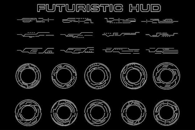 Plantilla de diseño de vector gráfico de marco de tecnología hud de elemento de interfaz de ciencia ficción cyberpunk futurista