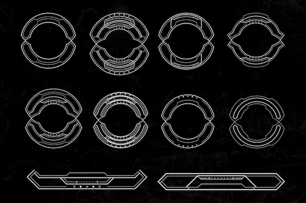 Plantilla de diseño de vector gráfico de marco de tecnología hud de elemento de interfaz de ciencia ficción cyberpunk futurista