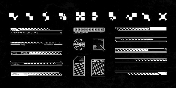 Vector plantilla de diseño de vector gráfico de tecnología de elemento de interfaz cyberpunk de streetwear futurista