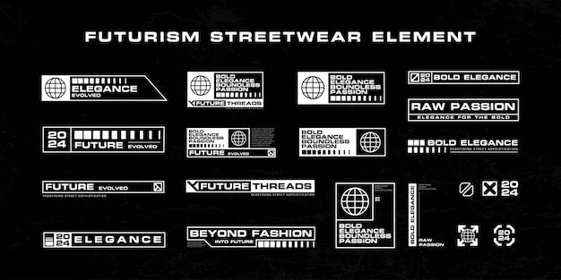 Plantilla de diseño de vector gráfico de tecnología de elemento de interfaz cyberpunk de streetwear futurista