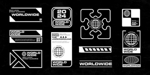 Plantilla de diseño de vector gráfico de tecnología de elemento de interfaz cyberpunk de streetwear futurista