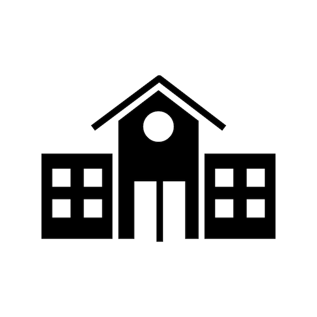 plantilla de diseño de vector de icono de edificio escolar en fondo blanco