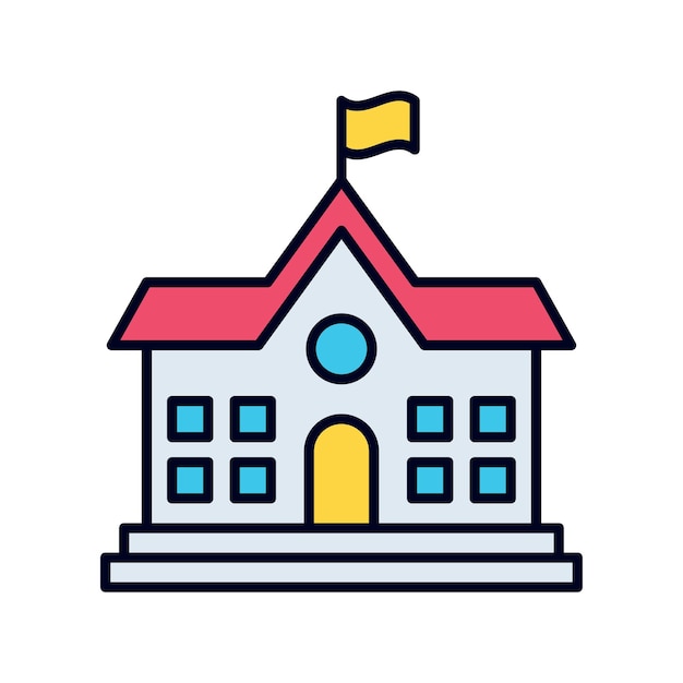 plantilla de diseño de vector de icono de edificio escolar en fondo blanco
