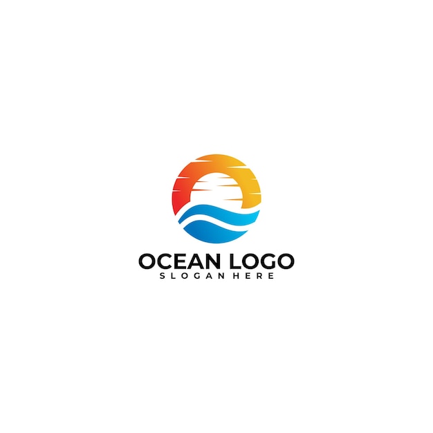 Plantilla de diseño de vector de icono de logotipo de océano