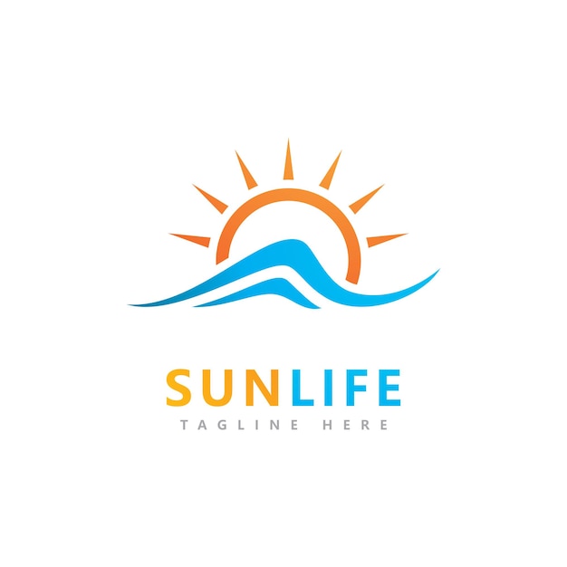 Plantilla de diseño de vector de icono de logotipo de sol