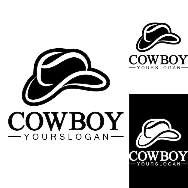 Plantilla de diseño de vector de icono de logotipo de sombrero de vaquero