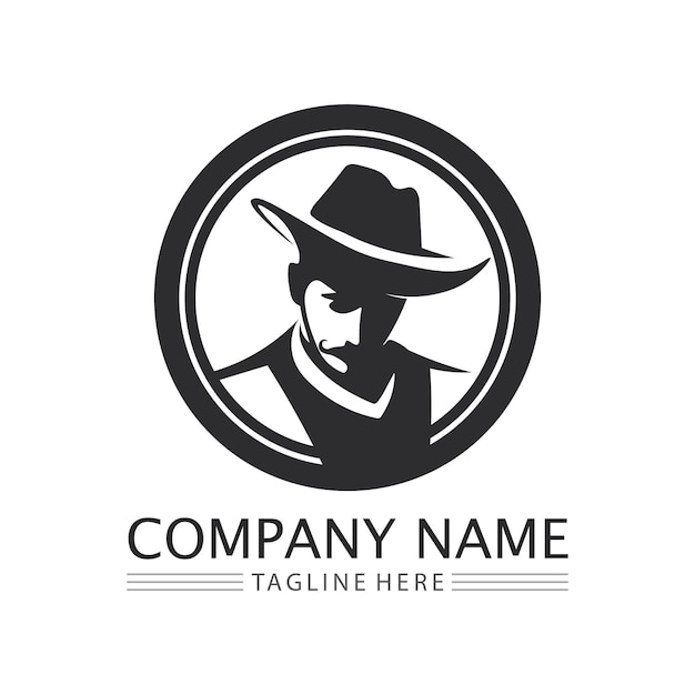 Plantilla de diseño de vector de icono de logotipo de sombrero de vaquero