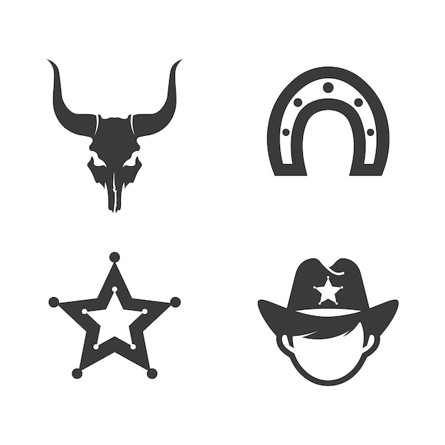 Vector plantilla de diseño de vector de icono de logotipo de sombrero de vaquero