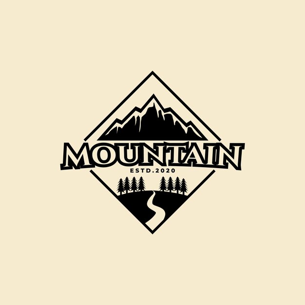 plantilla de diseño de vector de ilustración de logotipo de insignia de montaña