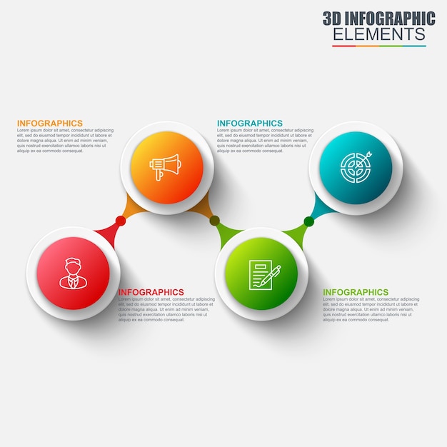 Plantilla de diseño de vector de infografía 3d de negocios de presentación