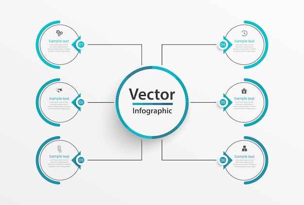 Plantilla de diseño de vector de infografía empresarial con 6 opciones