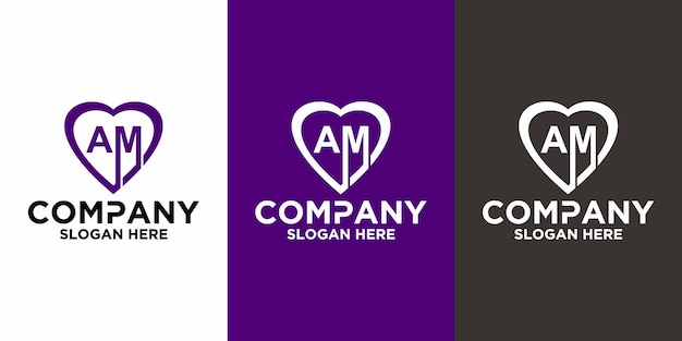 Plantilla de diseño de vector de logotipo AM de letra inicial