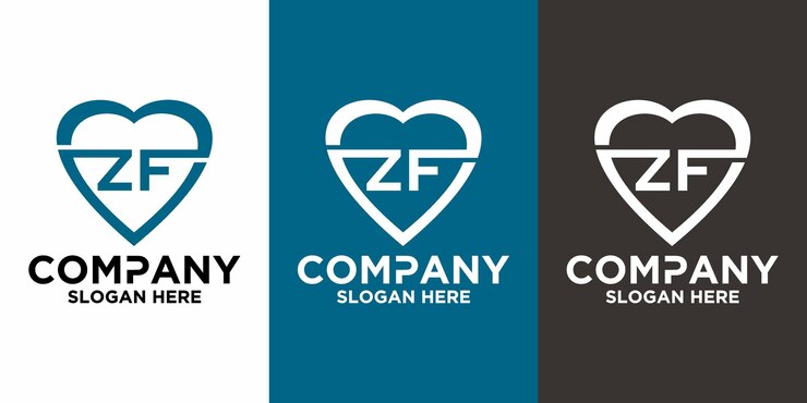 Vector plantilla de diseño de vector de logotipo de amor de letra inicial zf