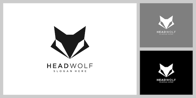 Plantilla de diseño de vector de logotipo de cabeza de lobo