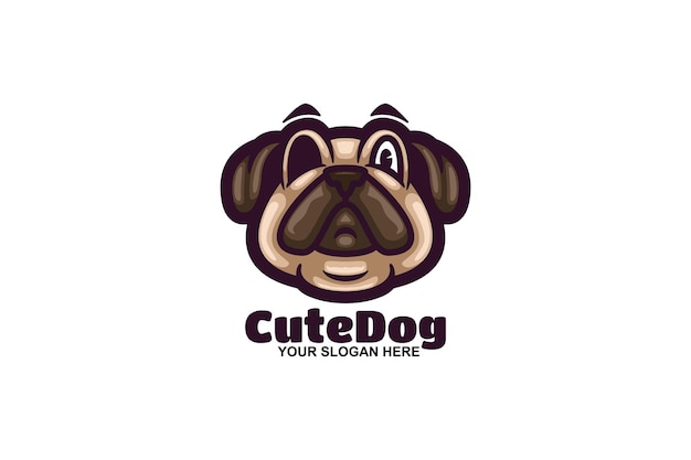 Plantilla de diseño de vector de logotipo de cara de perro lindo