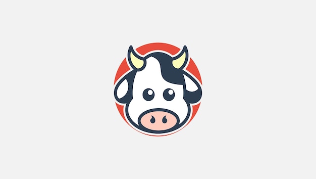 Plantilla de diseño de vector de logotipo de cara de vaca