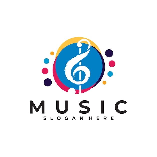 Plantilla de diseño de vector de logotipo colorido de música