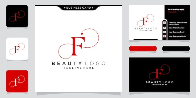 Plantilla de diseño de vector de logotipo de escritura a mano f inicial