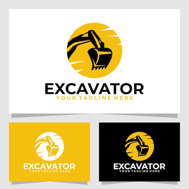 Plantilla de diseño de vector de logotipo de excavadora