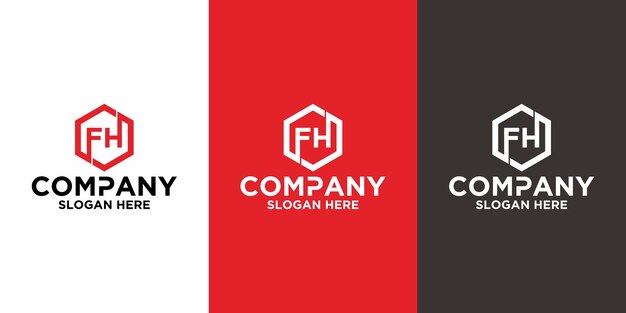 Plantilla de diseño de vector de logotipo FH de letra inicial