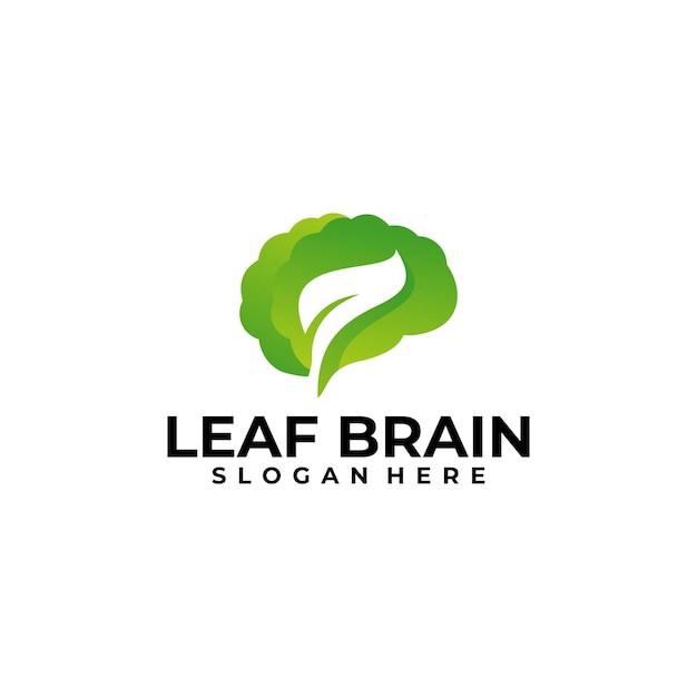 Plantilla de diseño de vector de logotipo de hoja de cerebro