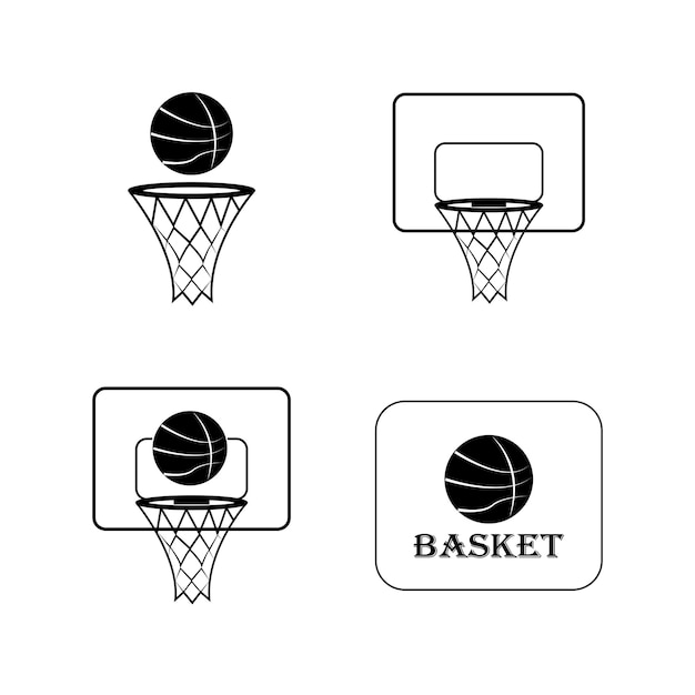 Plantilla de diseño de vector de logotipo de icono de baloncesto