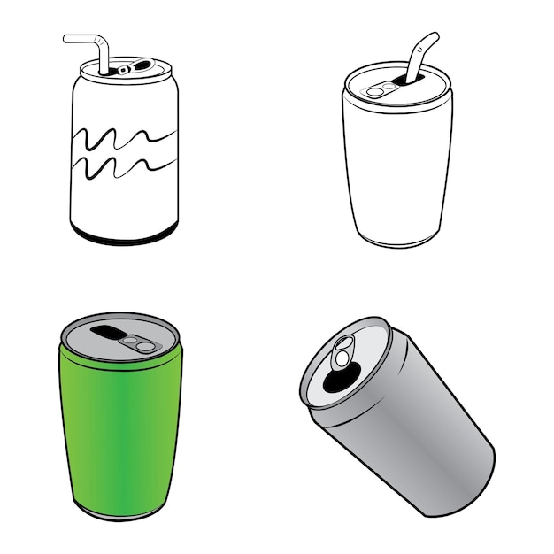 Plantilla de diseño de vector de logotipo de icono de latas de bebida