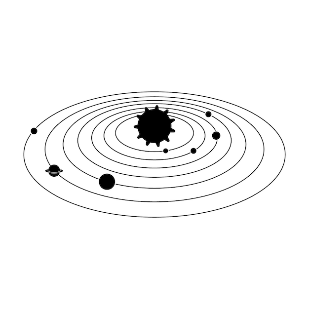 Plantilla de diseño de vector de logotipo de icono de sistema solar