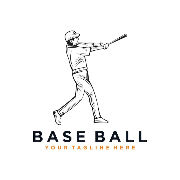 Plantilla de diseño de vector de logotipo de jugador de béisbol