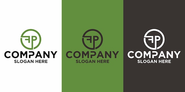 Plantilla de diseño de vector de logotipo de letra inicial FP