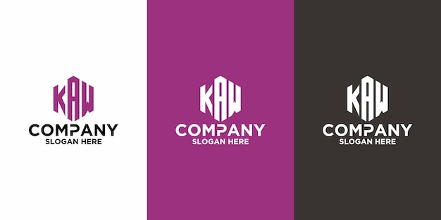 Plantilla de diseño de vector de logotipo de letra inicial KAW