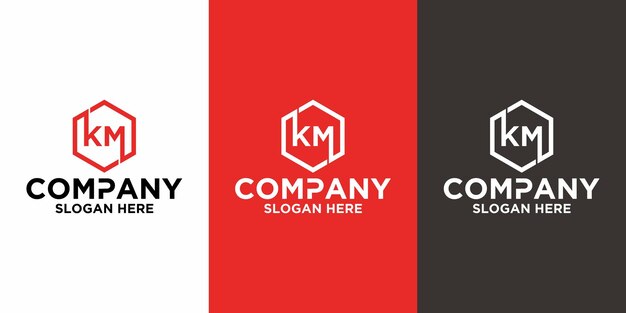 Plantilla de diseño de vector de logotipo de letra inicial KM
