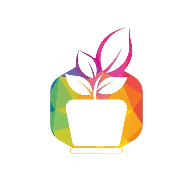 Plantilla de diseño de vector de logotipo de maceta y planta