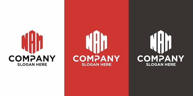 Plantilla de diseño de vector de logotipo NAM de letra inicial