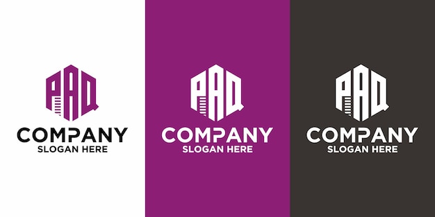 Plantilla de diseño de vector de logotipo PAQ de letra inicial