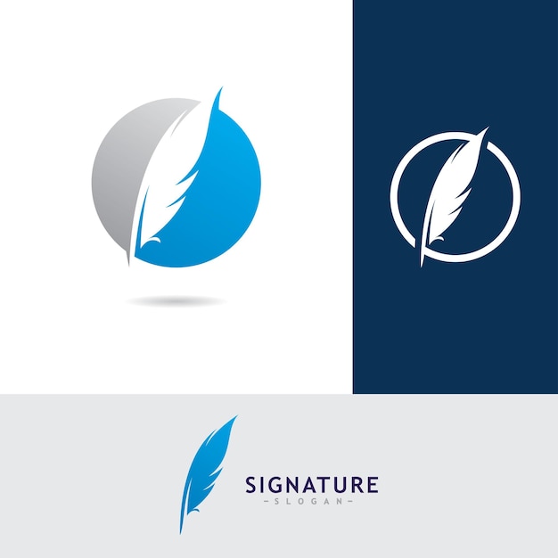 Plantilla de diseño de vector de logotipo de pluma