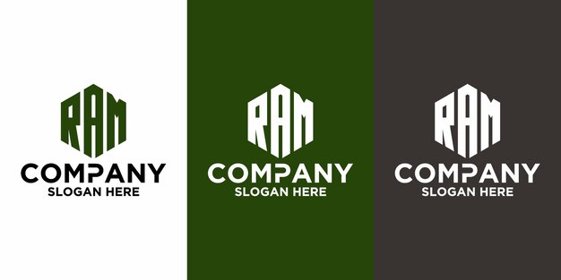 Plantilla de diseño de vector de logotipo RAM de letra inicial
