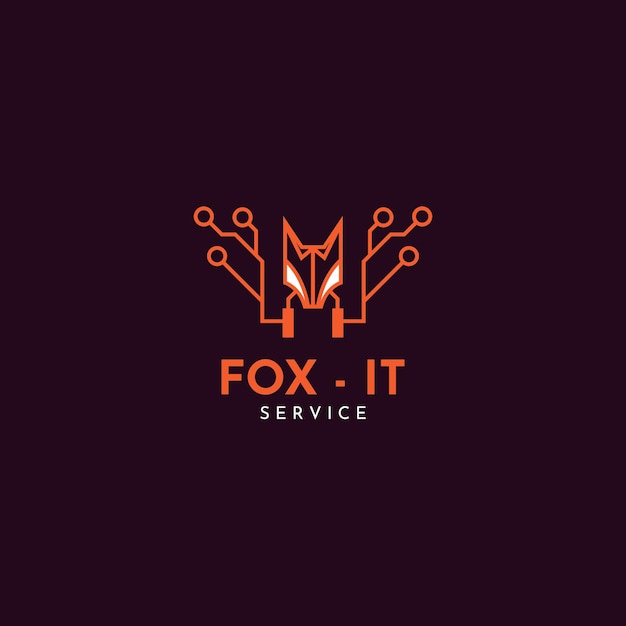 Plantilla de diseño de vector de logotipo de servicio de TI de Fox