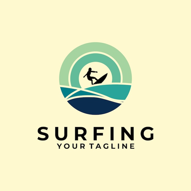 Plantilla de diseño de vector de logotipo de surf