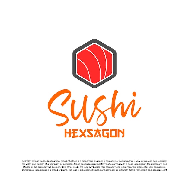 Plantilla de diseño de vector de logotipo de sushi hexagonal