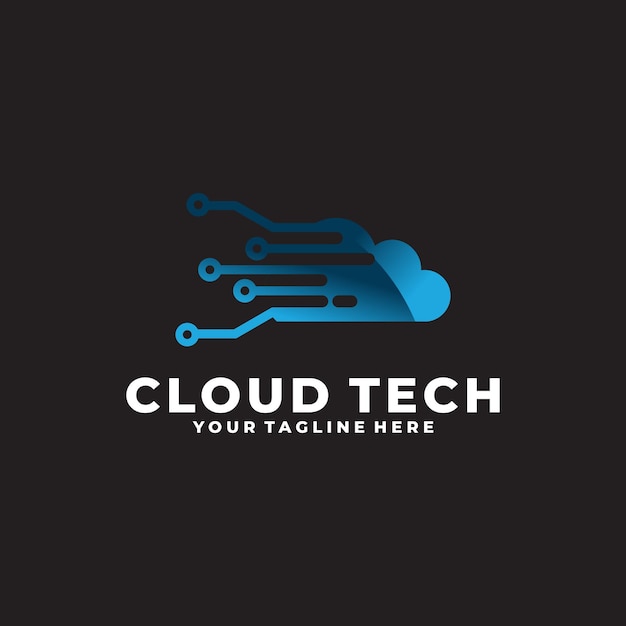 Plantilla de diseño de vector de logotipo de tecnología en la nube
